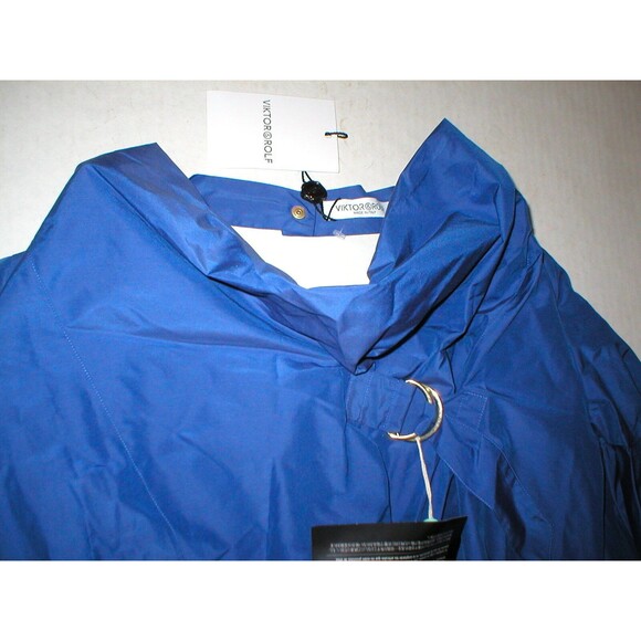 New Womens 8 NWT Designer Italy Victor & Rolf Blue Dress 44 Snaps Back Ruffles - Picture 9 of 12
